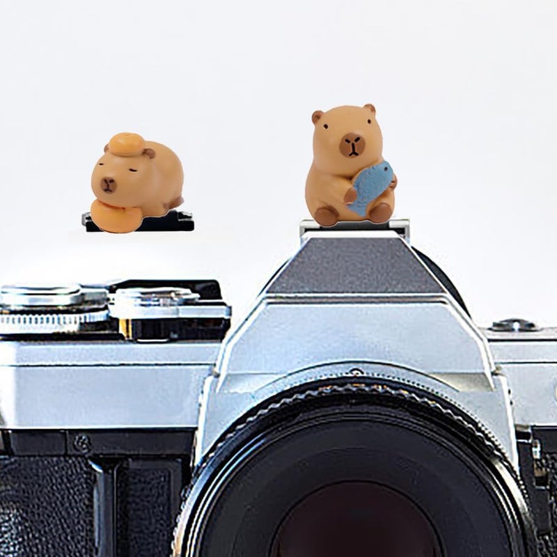MENGSOOD Camera Hot Shoe Cover, Cute Hot Shoe Cap, Hot Shoe Protector Compatible with Sony Fujifilm Fuji Canon Nikon Pentax Leical Panasonic (2pcs Capybara) - Image 1